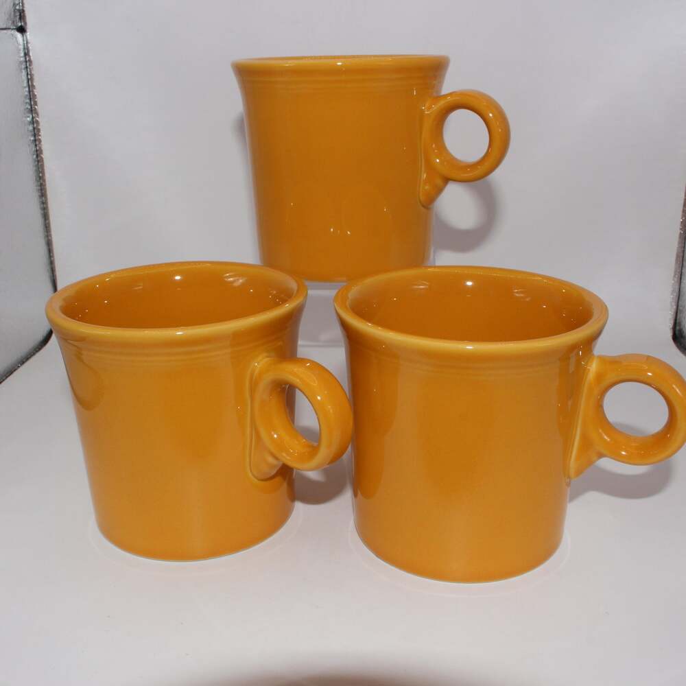 Set of 3 Butterscotch Fiesta Ring Handle Mugs